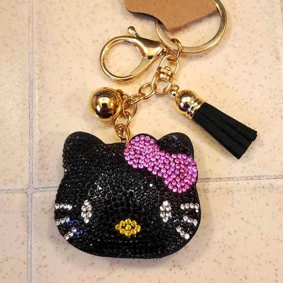 Hello Kitty rhinestones keychain charm New - Picture 1 of 4